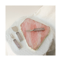 Grand Plateau à Fromage en Agate Quartz Rose Pierres Précieuses Dessous de Verre/Plateau en Quartz Rose