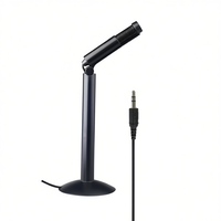Microfono da tavolo dinamico con supporto regolabile, connettore per cuffie da 3,5 mm, cancellazione del rumore, omnidirezionale, in plastica, con cavo, per computer