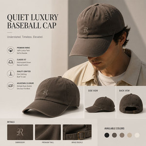 Cappellino da Baseball di Lusso Personalizzato, Design su Misura, 100% Cotone con Logo Ricamato - Product Image 1