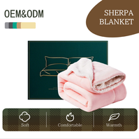 Couverture en flanelle sherpa douce et chaude personnalisée OEM ODM, 100% polyester, épaisse, confortable, double couche