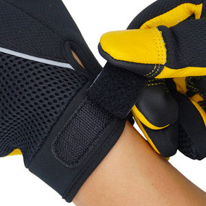 Guantes mecánicos Cuero duradero Poliéster Reducción de impacto Antideslizante Transpirable Trabajo de uso general Material del sitio de construcción - Product Image 6