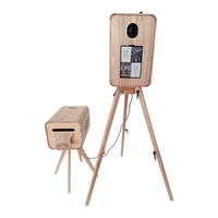 Ensemble de photomaton vintage rétro en bois pour mariage, fonction d'impression instantanée, smartphones, appareils photo, y compris iPad
