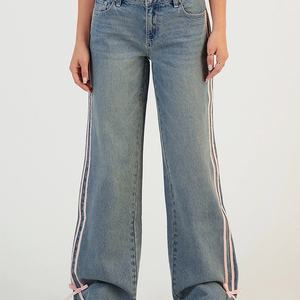 Jeans amples personnalisés pour femmes, style Y2K hip-hop, effet usé, coupe décontractée - Product Image 1