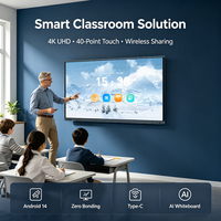 Tableau interactif intelligent 4K de 75 pouces avec écran tactile, suivi par caméra et Android 15 pour réunions de bureau