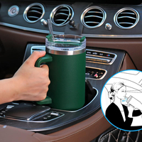 Tasse à café de voyage isolée sous vide en acier inoxydable 40 Oz Gobelet réutilisable à double paroi avec paille et poignée