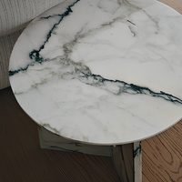 Table d'appoint en marbre fantôme Luofu de qualité supérieure pour salon moderne, accent sculptural et meuble de décoration intérieure