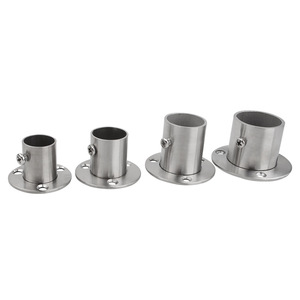 Stainless Steel Round Tube Flange Seat <b>Wall</b> Mount For Wardrobe Hanging Rods Towel Bars Clothes <b>Rails</b> Drying Rods - Product Image 1