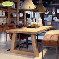 Einfaches Design Antiker Esstisch aus weißer Eiche aus Holz/Esstisch aus massivem Eichenholz mit Holzbeinen