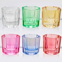 Clair rose Ab couleur cristal ongles liquide tasse monomère polygone verre ongles Dappen plat avec couvercle