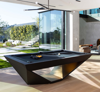 Moderner 2-in-1 Billard- & Tischtennistisch 8FT Massivholz-Schieferplatte Poolbillard mit Queue Familien-Spaßzentrum