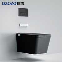 WC intelligent mural électrique au design moderne avec cuvette allongée, sanitaires dissimulés pour salle de bain