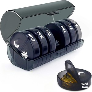 Boîte à pilules hebdomadaire portable à 14 compartiments, étanche 7 jours, pour le <span class=keywords><strong>matin</strong></span>/le <span class=keywords><strong>soir</strong></span>, idéale pour l'export. - Product Image 1