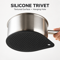 Sous-plat magnétique en silicone avec 4 aimants intégrés, antidérapant, résistant à la chaleur, noir, rond, pour protéger la table de cuisine