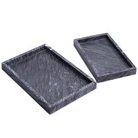 Plateau de service en marbre en pierre naturelle OEM, assiette à bijoux, terrazzo, plateau de salle de bain, plateau pour articles de toilette d'hôtel