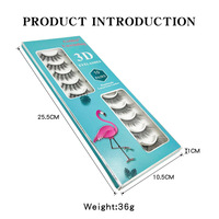 Lot de 10 paires de faux cils en fibres synthétiques, boîte en carton, 3D faits à la main, avec bande en plastique et tige en coton, style européen et américain, épais