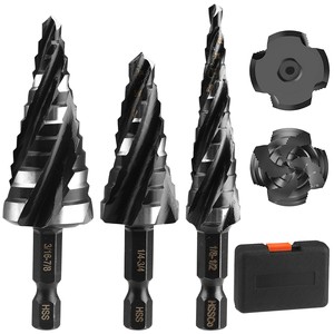 Kit de forets étagés HSS M35 en acier rapide nitrué au cobalt de haute qualité, à dégagement rapide, à quatre cannelures spirales, finition noire - Product Image 3