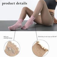 Calcetines de Pilates para Mujer con Agarre Antideslizante, Calcetines de Yoga de Cinco Dedos, Calcetines de Barre con Volantes Bonitos y Estéticos