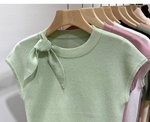 Strappy Round Neck Short <strong>Sleeve</strong> Knit T-Shirt for Women 2026 Summer New Slim Fit Versatile Small <strong>Flutter</strong> <strong>Sleeve</strong> <strong>Top</strong> - Product Image 5