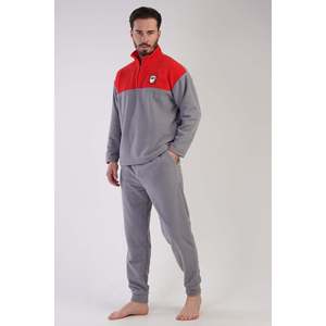 Conjunto de Pijama para Hombre con Cuello Polar, Hombros Caídos, Mangas Largas, Cierre de Cremallera y Puños con Bolsillos - Gris - Gris - Product Image 1