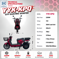 Scooter électrique 72V 2200W, cyclomoteur 45km/h, autonomie 70km, véhicule de livraison urbaine haute vitesse pour adultes, vente en gros