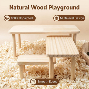 Plataforma de madera de dos niveles para hámsteres con escalones para trepar, para mascotas pequeñas, uso en interiores. - Product Image 4
