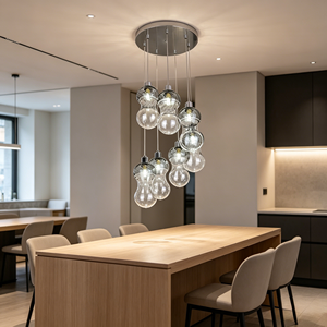 <span class=keywords><strong>Lampadario</strong></span> a sospensione JACKSUN in <span class=keywords><strong>ferro</strong></span> <span class=keywords><strong>battuto</strong></span> e vetro con lampadine G9 sostituibili, illuminazione a risparmio energetico per soggiorni - Product Image 6