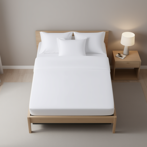 Ensemble de draps Esmeralda, 50% coton, 50% polyester, 200 fils, blanc uni, literie pour la maison, 4 pièces - Product Image 2
