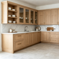 Meubles de cuisine modernes sur mesure en bois massif et placage, modulaires RTA, avec vitrine en verre pour projets