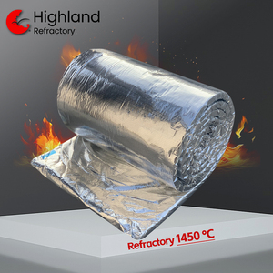 Couvertures en fibres céramiques et feuille d'aluminium 1260C, largeur 610 mm x 1220 mm, isolation ignifuge pour four - Product Image 1