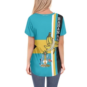 2024 ventes en gros directes professionnel personnalisable hommes femmes T-shirt Bahamas drapeau <span class=keywords><strong>banane</strong></span> 3D décontracté bouton haut Long - Product Image 2