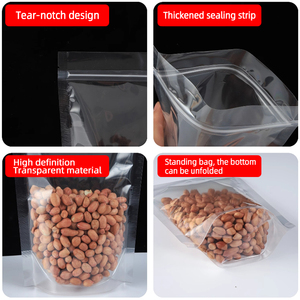 Sachet Doypack en plastique transparent givré, refermable, étanche, thermoscellable, avec fermeture éclair et encoche <span class=keywords><strong>de</strong></span> déchirement, <span class=keywords><strong>pour</strong></span> snacks, noix, céréales, aliments <span class=keywords><strong>pour</strong></span> animaux <span class=keywords><strong>de</strong></span> compagnie - Product Image 5