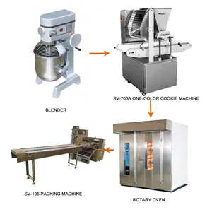 Yeni tasarım Longyu endüstriyel macaron kurabiye yapımı makinesi kek depositor makine hattı ve paketleme makinesi