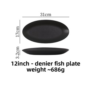 <span class=keywords><strong>Piatto</strong></span> di pesce moderno Extra Large ovale in ceramica con bordo curvo <span class=keywords><strong>piatto</strong></span> d'autore per hotel e feste per stoviglie di celebrità su Internet - Product Image 2