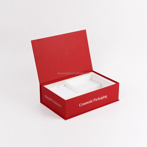 Caja de Regalo Magnética Roja con Inserto de EVA Troquelado, Embalaje Rígido para Set de Maquillaje OEM ODM para Navidad, Año Nuevo y Productos de Belleza - Product Image 3
