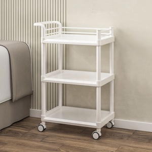 Modern White <b>Plastic</b> Salon <b>Storage</b> Cart Mobile Trolley with <b>Drawer</b> Bucket for Spa Bathroom Bedroom Use - Product Image 6