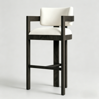 Tabouret de bar haut en bois massif personnalisé en usine, plusieurs tissus et couleurs de bois disponibles, chaise de bar de comptoir commerciale en gros