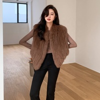 Casaco de pele real de raposa feminino, venda quente de roupas para inverno, quente, recém-chegado, colete de pelúcia genuína, colete de malha real