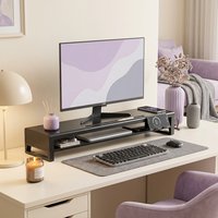 Support d'écran métallique robuste à 2 niveaux de 550 mm, support de bureau ergonomique avec hub USB 3.0 et chargeur sans fil