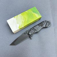 Couteau tactique de survie 478BR, lame Tanto, manche en aluminium noir, couteau pliant, revêtement noir, couteau de poche de survie haut de gamme