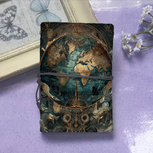 Máy tính xách tay retro A6 tốt cho các nhà văn Bài tập tự do phác thảo câu chuyện và ghi chú biên tập với bản đồ thế giới với các yếu tố hải lý - Product Image 2