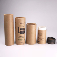 Joli design biodégradable organique noir papier baume à lèvres boîte ronde petit emballage cosmétique pour chapstick