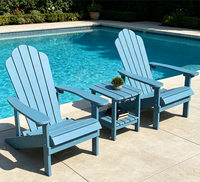 Ensemble de chaises d'extérieur modernes en HDPE avec table d'appoint, mobilier de patio, chaise de plage imperméable, chaise de jardin, chaise Adirondack pour l'extérieur