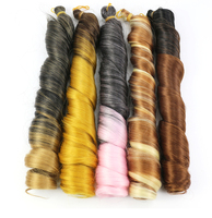 Extensions de cheveux synthétiques bouclés 150g, style queue de cheval, ondulations lâches, boucles en spirale, tresses au crochet, boucles françaises, pour tressage
