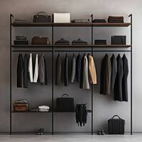 Magasin de vêtements personnalisés Décoration intérieure Porte-vêtements en métal et présentoir à étagères Porte-vêtements de haute qualité pour boutique