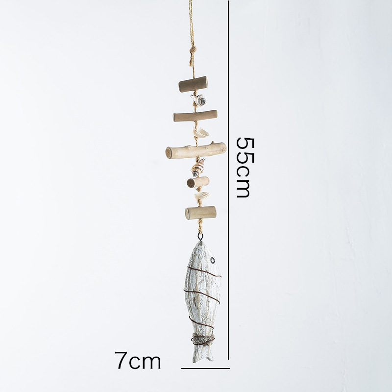 Grand pendentif poisson en bois
