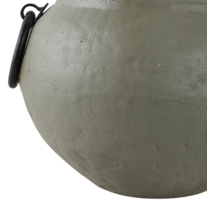 Vaso Rotondo Ecomix con Manici ad Anello in Metallo, Finitura Texturizzata, Vaso per Fiori per Soggiorno e Arredamento Casa - Product Image 5