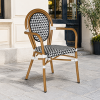 Fauteuil de bistrot français d'extérieur, structure en aluminium, chaise en rotin PE pour café et jardin