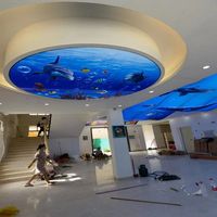 Nouveauté 2021 Faux plafond tendu en PVC Plafond tendu Lambris Leroy Merlin Film de plafond imprimé numérique 3D Monde marin UV