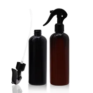Nachfüllbare Pumpflaschen 200 ml 300 ml rundform schwarz bernsteinweiß 4 oz 8 oz PET Kunststoff Auslöser Nebel Sprühflasche für Reinigungsmittel