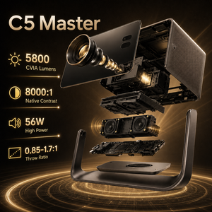 Projecteur laser C5 <span class=keywords><strong>Master</strong></span> C3 UltraMax 4K pour <span class=keywords><strong>cinéma</strong></span> maison, 5800 lumens CVIA, zoom optique, déplacement de l'objectif, ouverture, large gamme de couleurs - Product Image 1